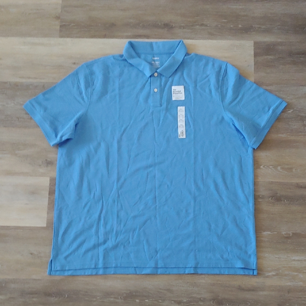 NWT Sonoma Men's Essential Pique Polo Shirt Blue Size 3XLT
